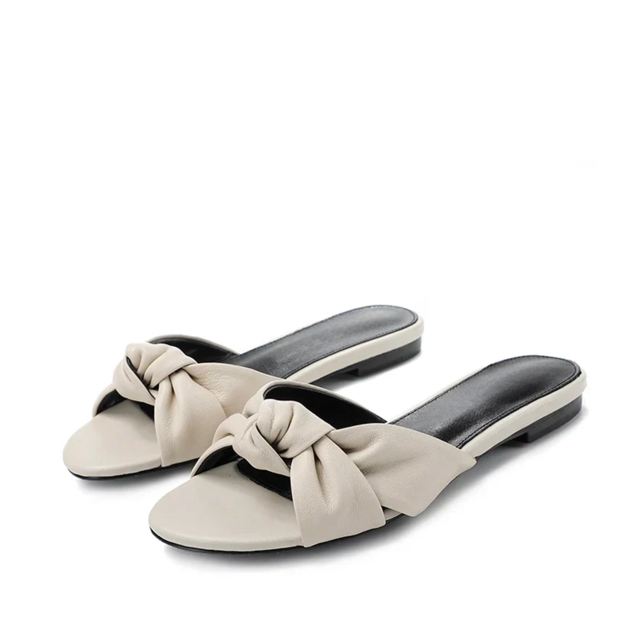 Sandália Couro Legítimo Rasteira Nó