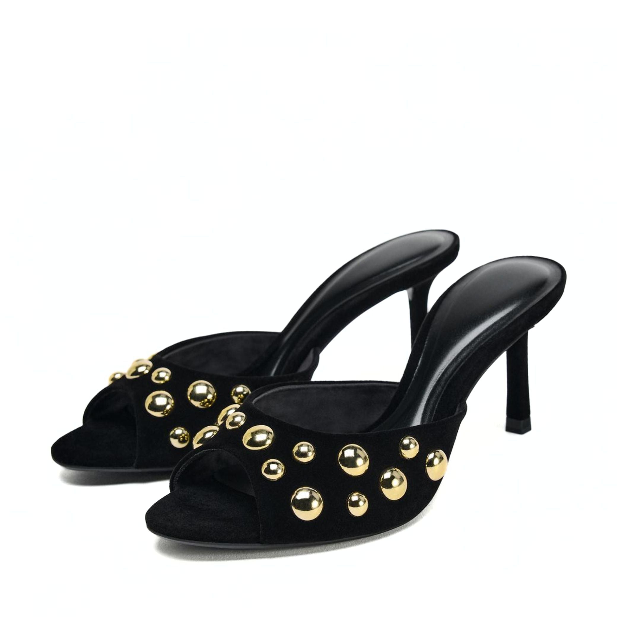 Sandália Mule Dourada Spikes