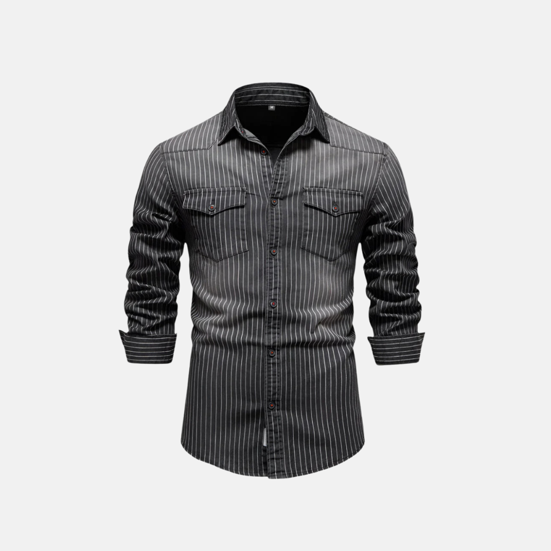 Camisa Masculina Jeans com Risco de Giz Pedestrian