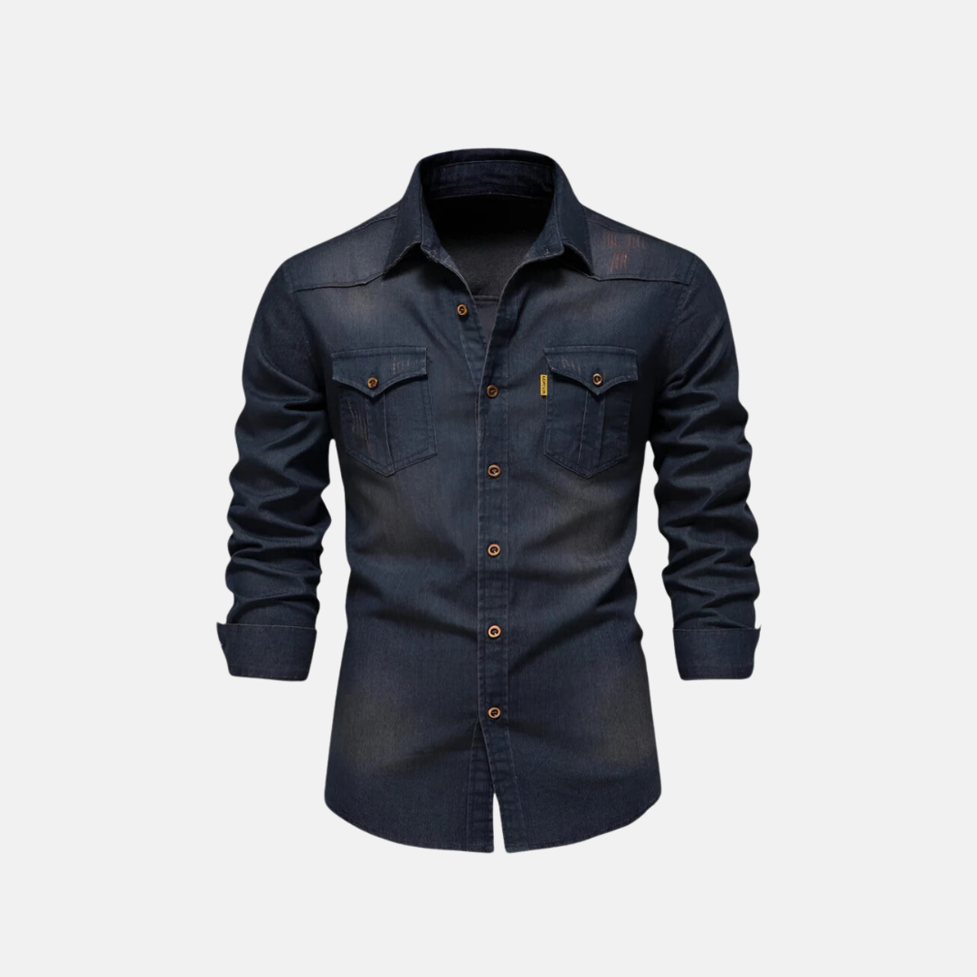 Camisa Masculina Jeans Cotton Elastic