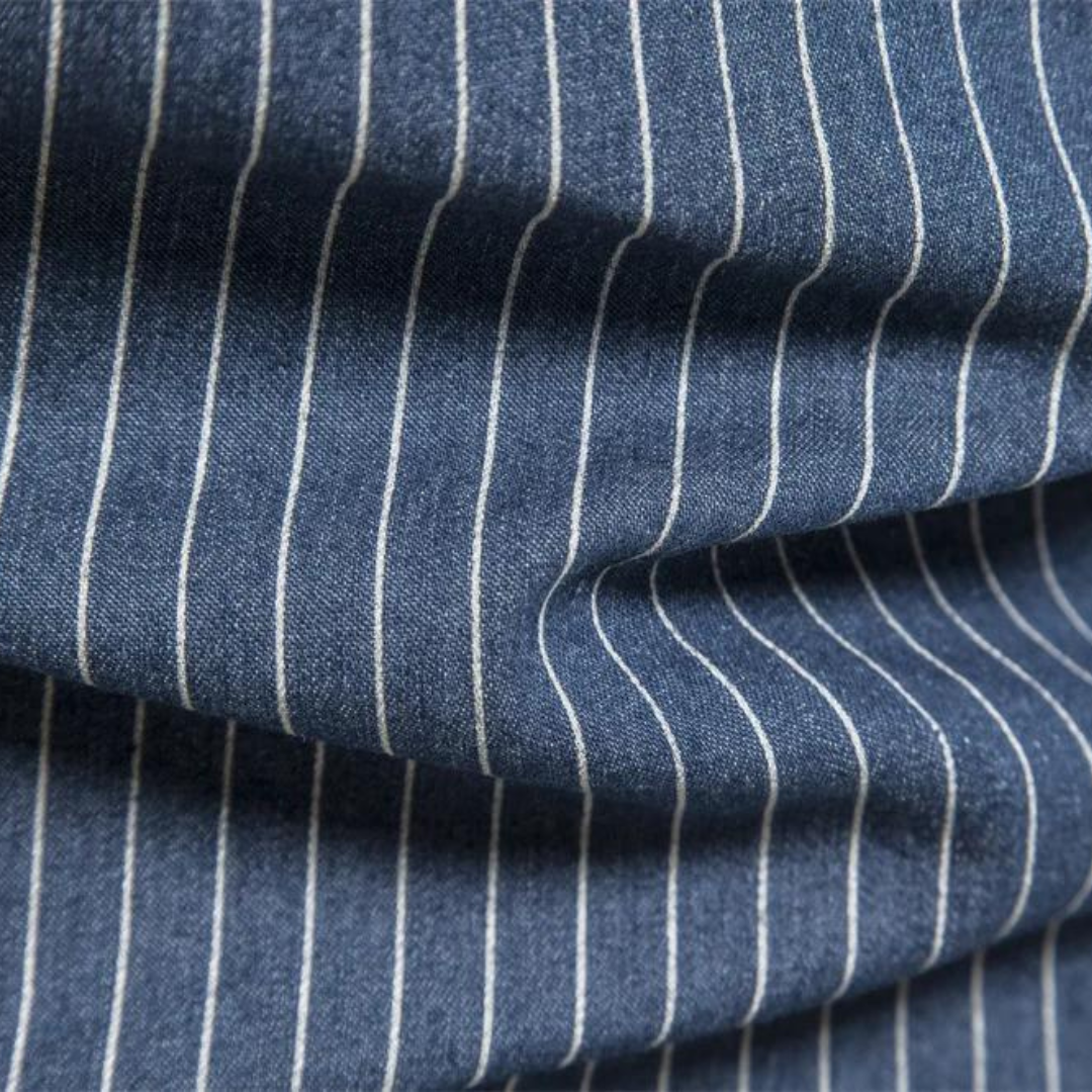 Camisa Masculina Jeans com Risco de Giz Pedestrian