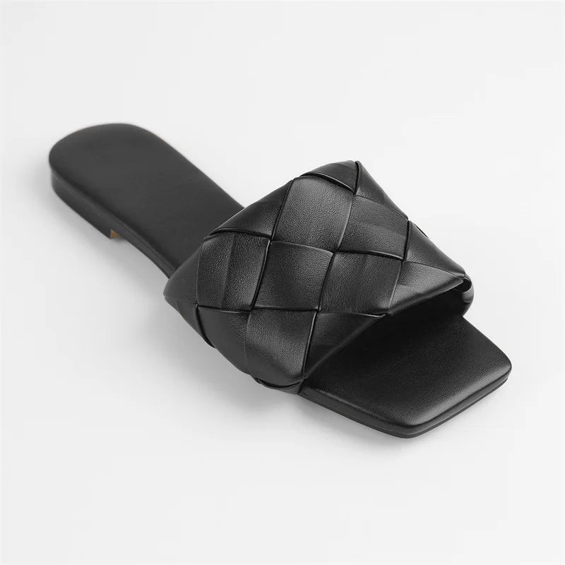 Sandalia Rasteira Couro Legítimo Trançada Mule Amalfi