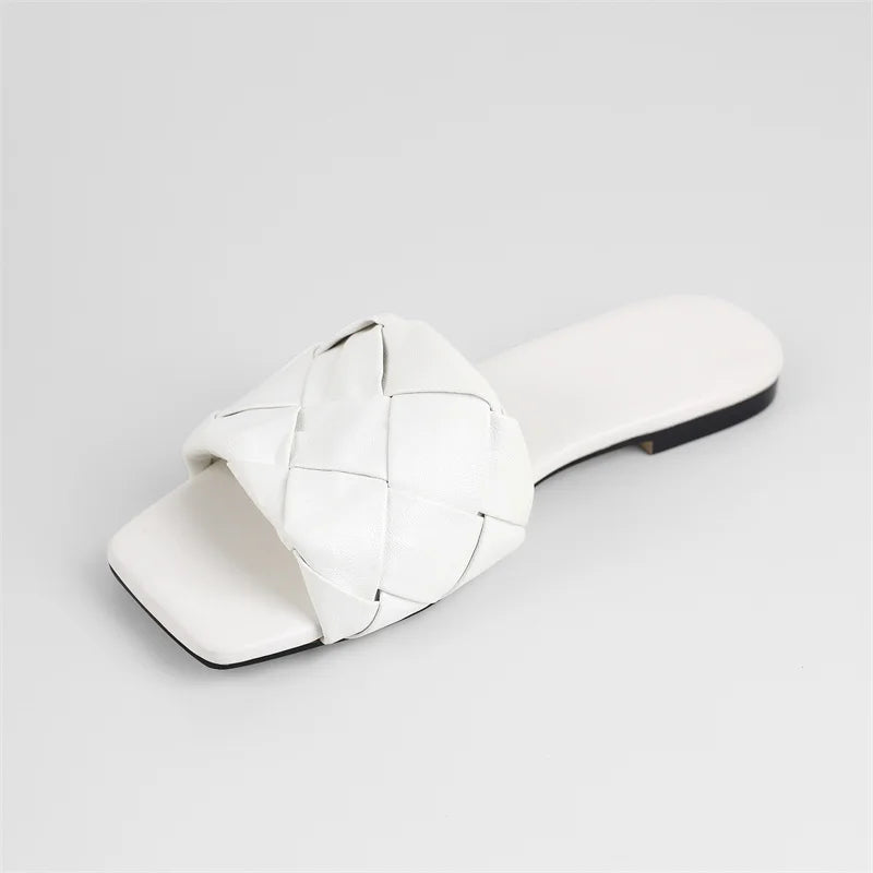 Sandalia Rasteira Couro Legítimo Trançada Mule Amalfi