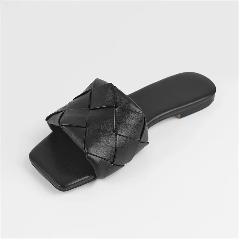 Sandalia Rasteira Couro Legítimo Trançada Mule Amalfi