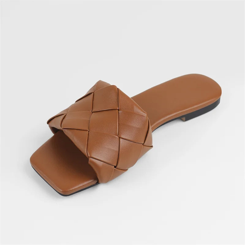 Sandalia Rasteira Couro Legítimo Trançada Mule Amalfi