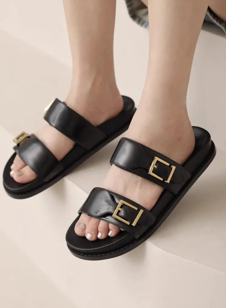 Sandália Rasteria Fivela Dourada