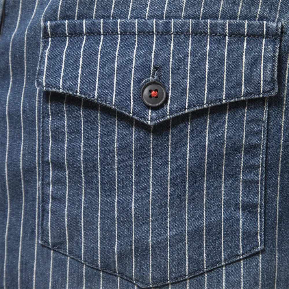 Camisa Masculina Jeans com Risco de Giz Pedestrian